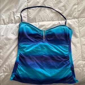Liz Claiborne Blue and White Swim Top